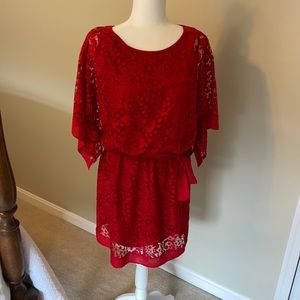 Deep Red Lace Midi Dress Size XL